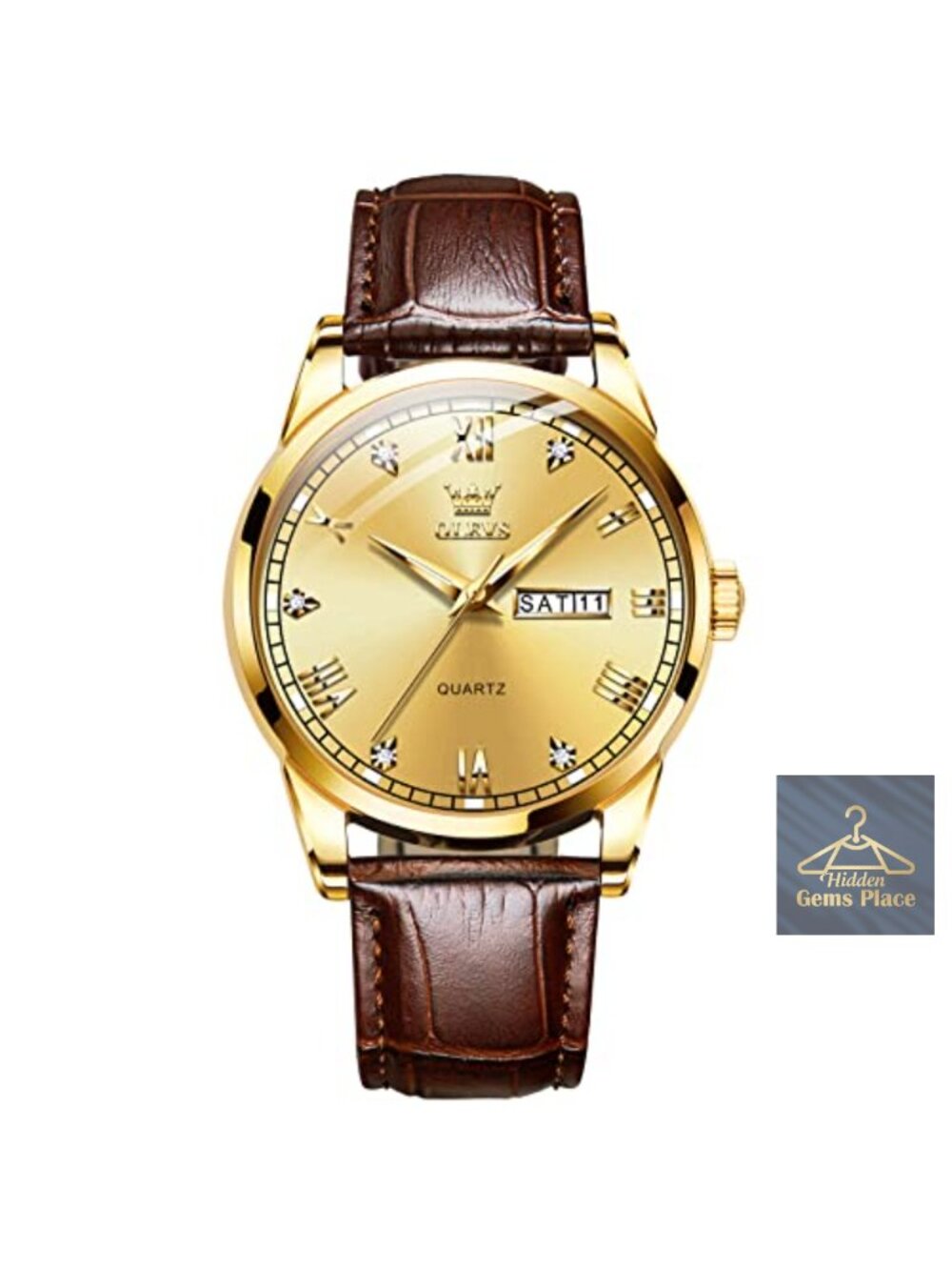 Men's Quartz Stainless Steel Watch, Day Date Analog Dress Wristwatch